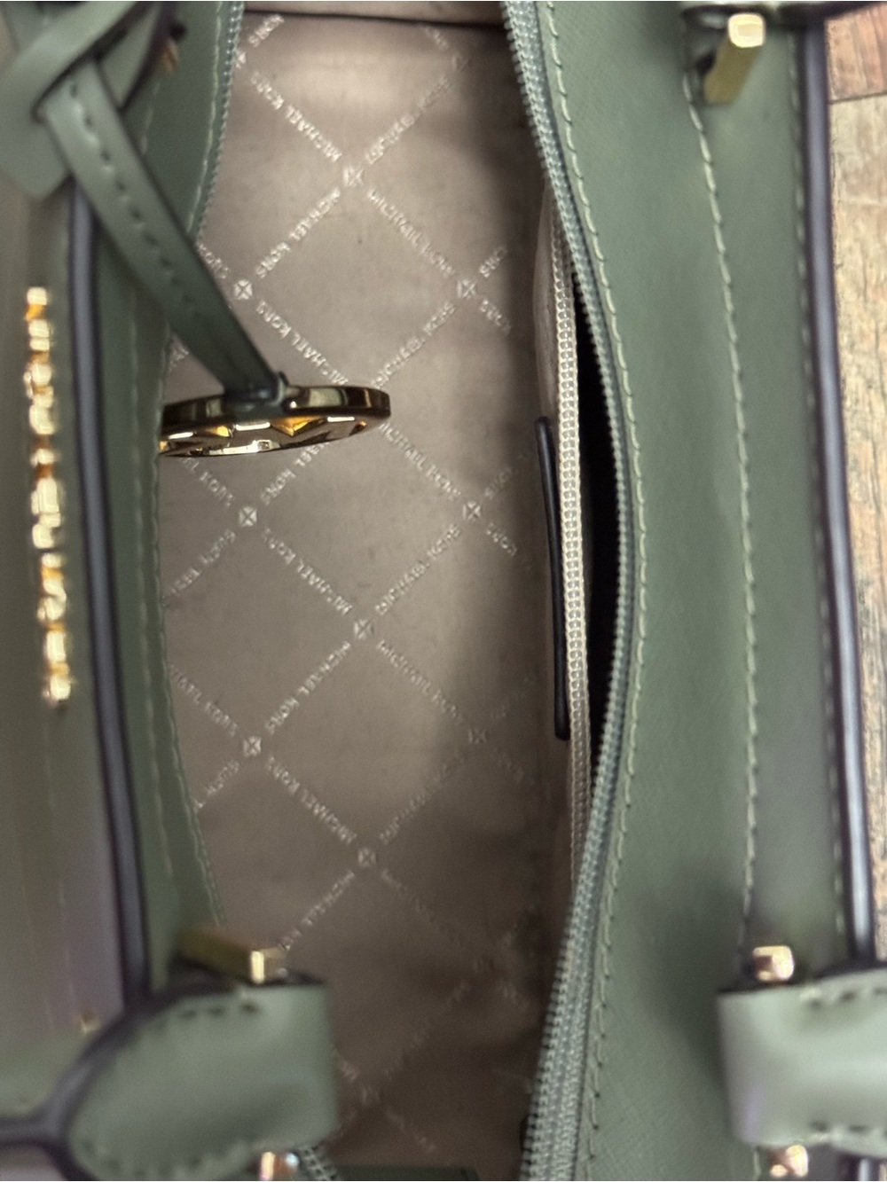 Michael Kors Rayne Olive Green Saffiano Leather Satchel - Picture 4 of 8